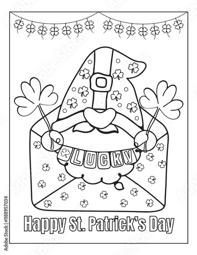 St Patricks Day poster Round greeting card Vector doodle illustration Coloring pages