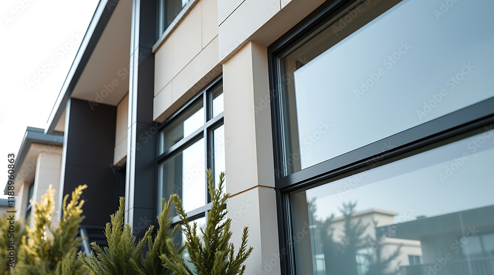 Modern Architectural Design: Sleek Glass Windows and Clean Lines of a Contemporary Home Exterior Modern Architectural Design: Sleek Glass Windows and Clean Lines of a Contemporary Home Exterior