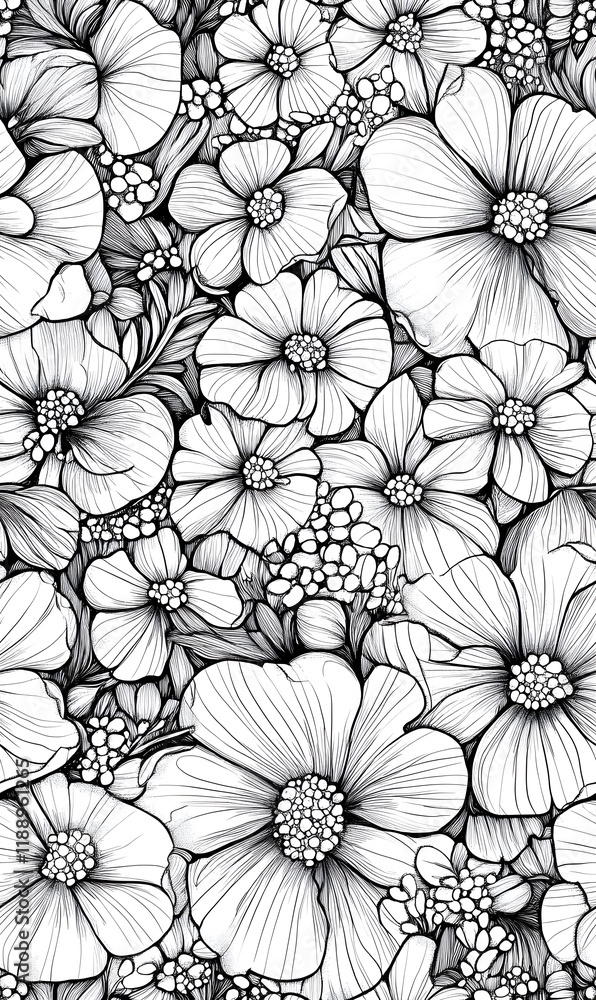 Creative Seamless Pattern 2D Doodle Floral Illustrations for wallpaper, card, tile. Creative Seamless Pattern 2D Doodle Floral Illustrations for wallpaper, card, tile.