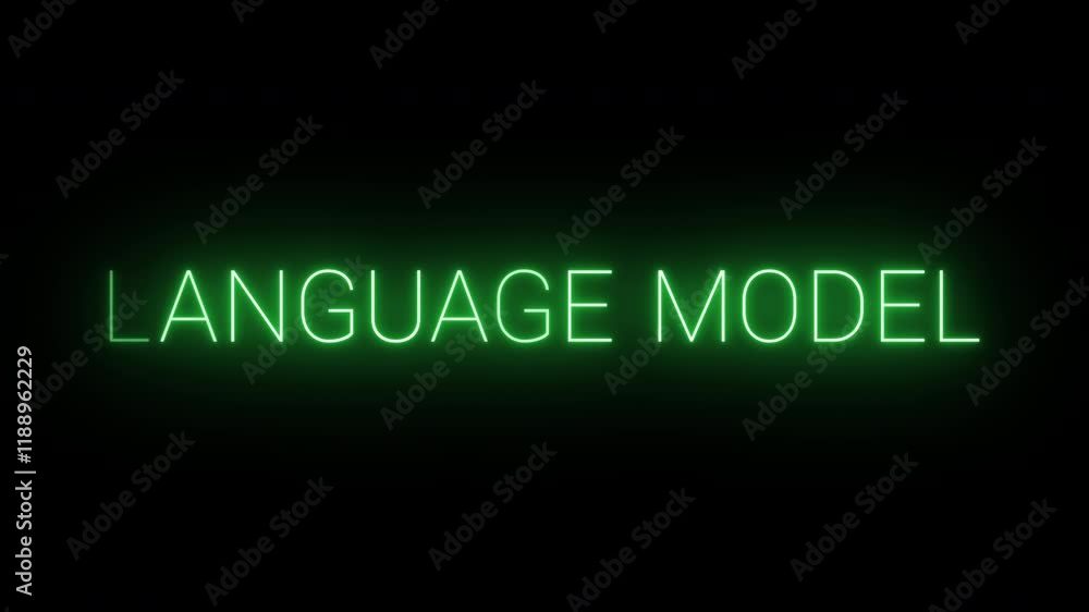 Flickering neon green glowing Language Model sign animated black background Flickering neon green glowing Language Model sign animated black background
