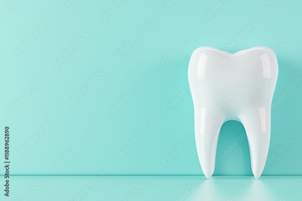 3D rendered tooth on mint background, Cleaning and whitening teeth, odontology concept 3D rendered tooth on mint background, Cleaning and whitening teeth, odontology concept