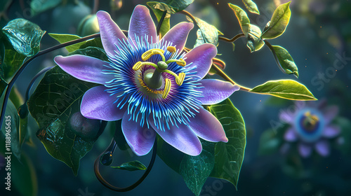 Vitexin passion flower molecule, illustration. Thornpath. Illustration photo