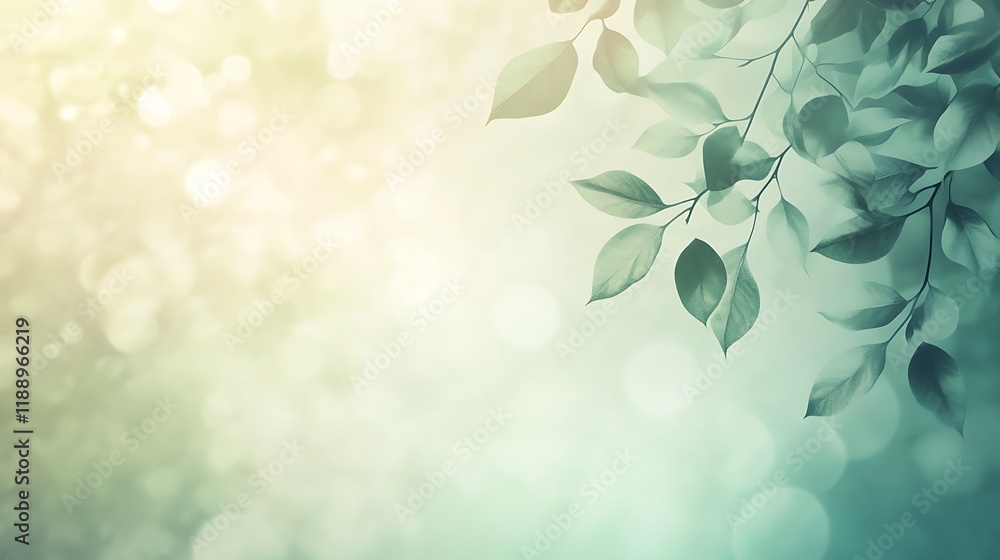 Serene Green Leaves Against A Soft Bokeh Background Serene Green Leaves Against A Soft Bokeh Background