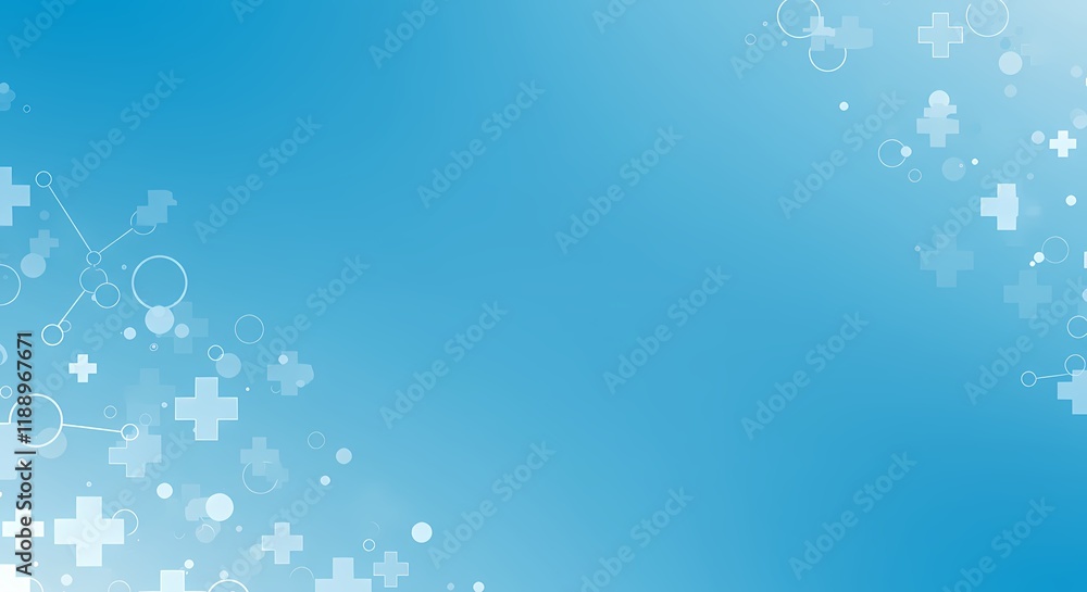 Abstract Medical Background Blue Healthcare Design with Plus Symbols and Connecting Lines Abstract Medical Background Blue Healthcare Design with Plus Symbols and Connecting Lines