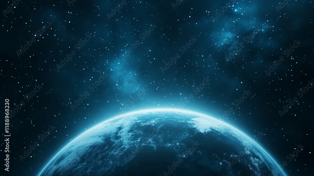Obraz premium Blue Planet in the Cosmos: A Serene View of Earth from Space 13