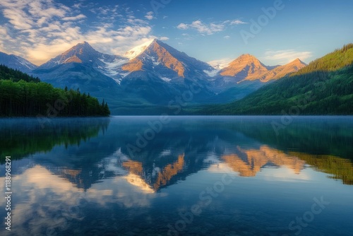 Wallpaper Mural Majestic Mountain Peaks Reflected In Calm Lake Waters Torontodigital.ca