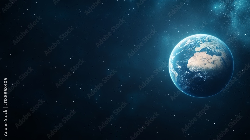 Obraz premium Blue Planet in the Cosmos: A Serene View of Earth from Space 7