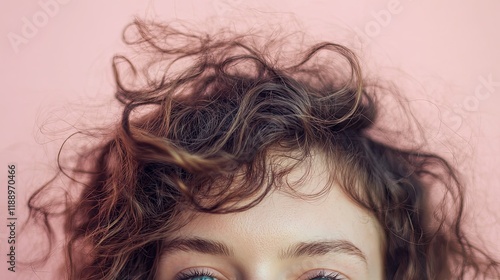Close-up of Gorgeous Curly Hair on a Beautiful Woman