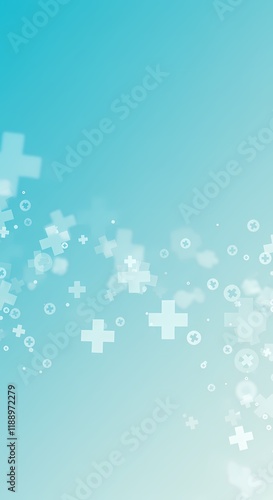 Abstract Medical Background Teal Gradient with Scattered Plus Signs for Healthcare Design