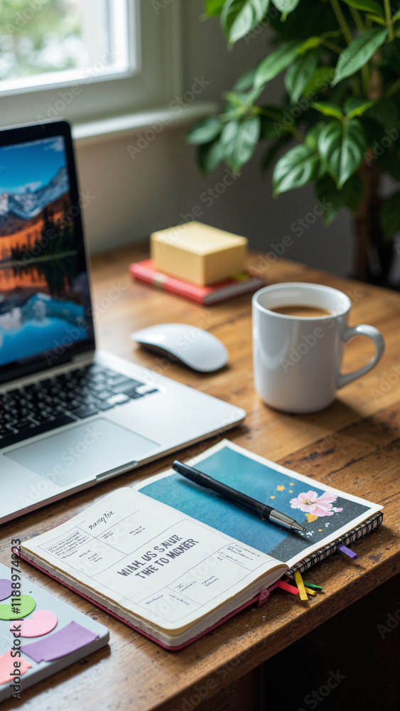 Modern Workspace Flat Lay: Inspiring Home Office Setup for Remote Work and Productivity Marketing Modern Workspace Flat Lay: Inspiring Home Office Setup for Remote Work and Productivity Marketing