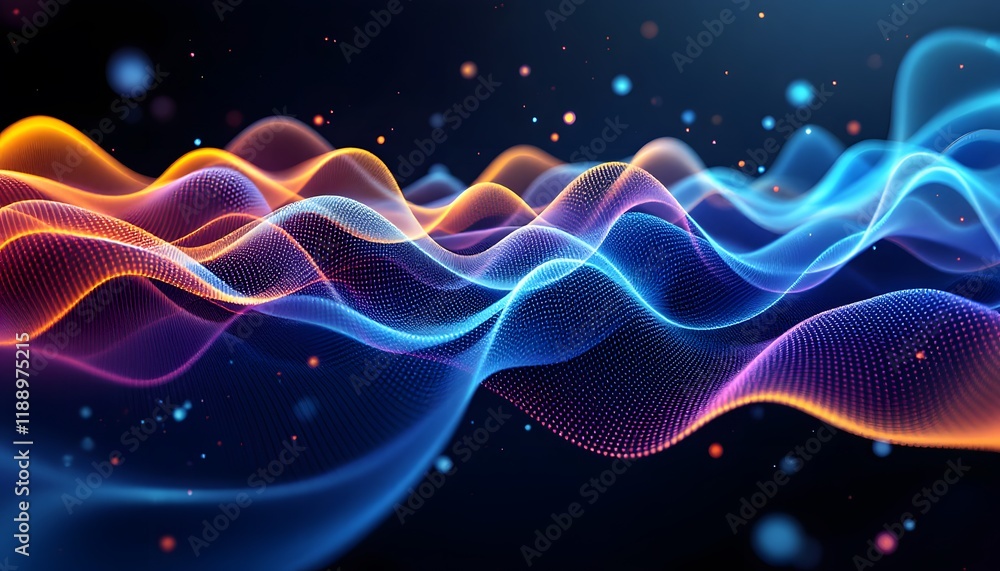 Abstract dynamic sound waves visualization with vibrant colors conveying energy and movement, ideal for tech or music-themed events, presentations, or website backgrounds Abstract dynamic sound waves visualization with vibrant colors conveying energy and movement, ideal for tech or music-themed events, presentations, or website backgrounds
