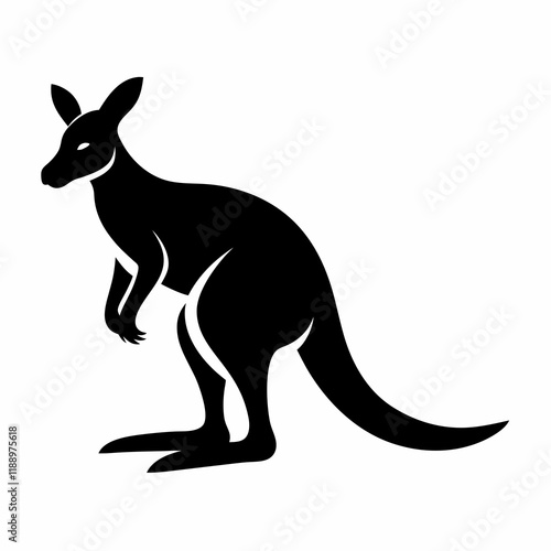 kangaroo silhouette vector illustration, Black silhouette vector of kangaroo set icon