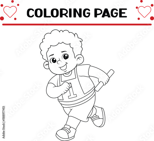 boy runners passing baton relay race coloring page for kids