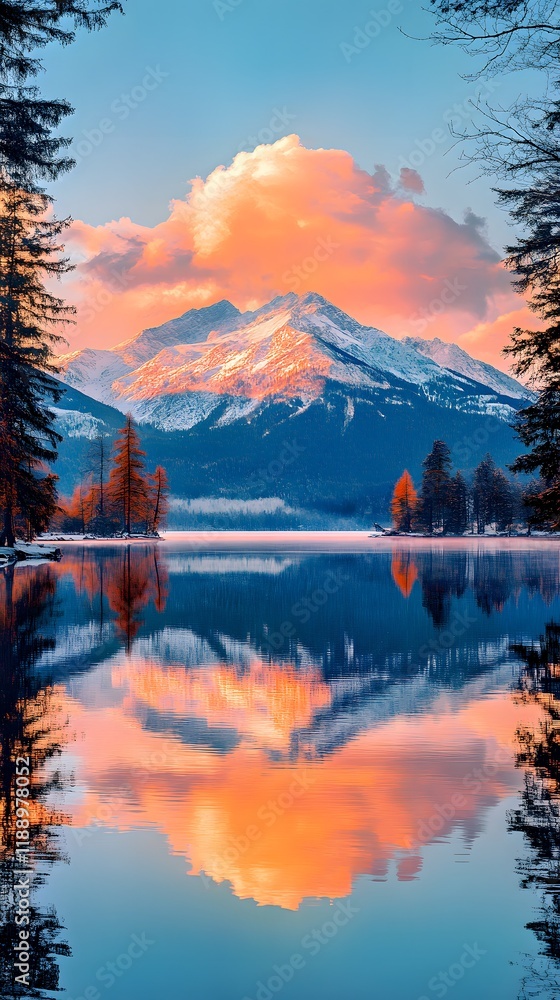 Obraz premium sunset over the lake