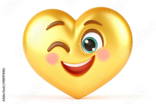 Delightful and vibrant heart smiley, embodying the spirit of Valentine's Day with a charming wink and a warm smile, perfect for expressing affection