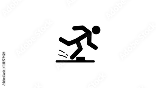 tripping hazard Safety sign, black isolated silhouette