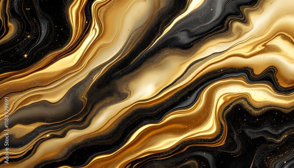 Luxurious black and gold flowing liquid abstract - elegance, wealth, sophistication - suitable for luxury product ads, high-end presentations, and upscale design projects Luxurious black and gold flowing liquid abstract - elegance, wealth, sophistication - suitable for luxury product ads, high-end presentations, and upscale design projects