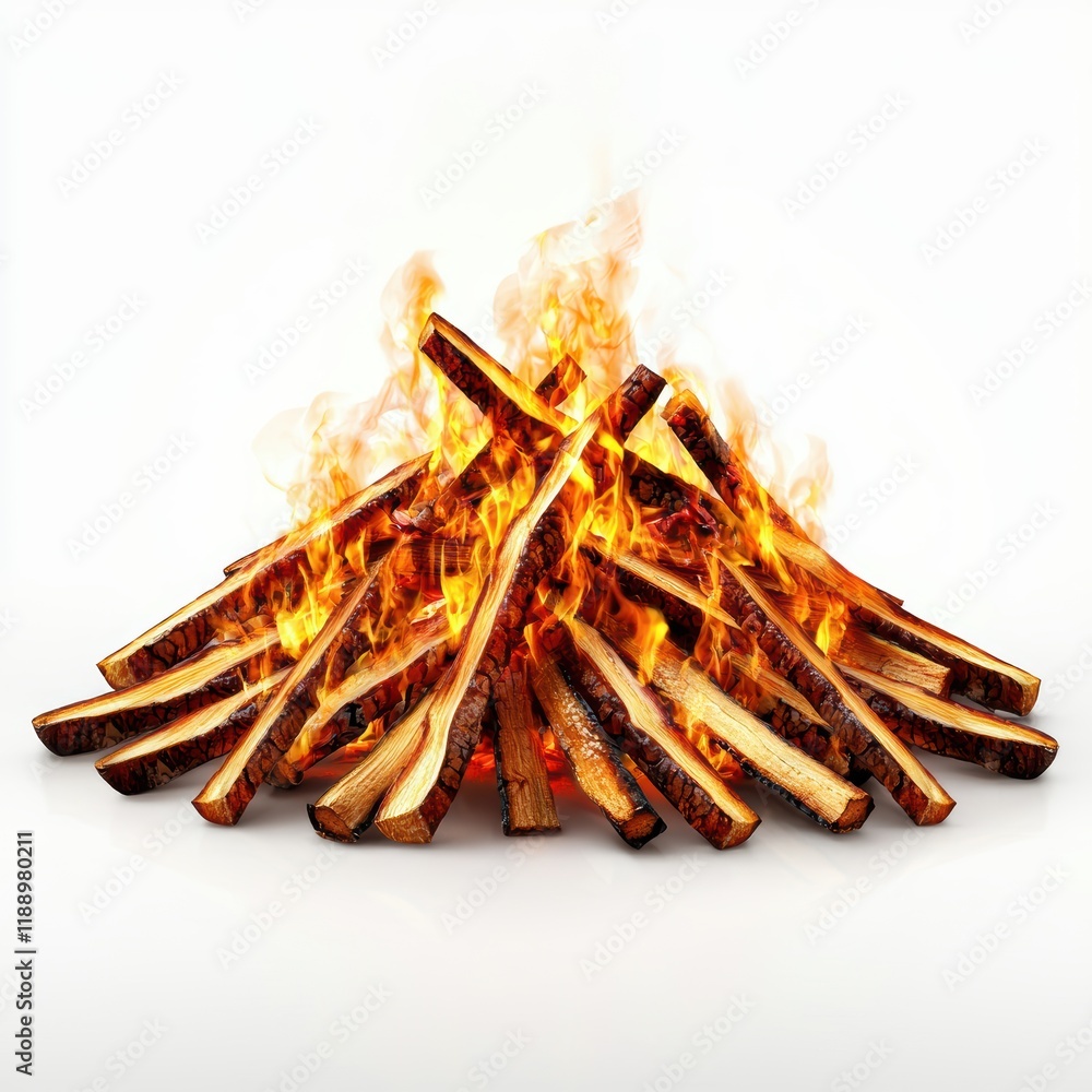 Obraz premium Bright and Energetic Campfire Blaze with Wooden Logs in a Flames
