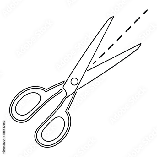 Outline of scissors cutting along a dotted line