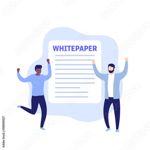 Whitepaper document vector illustration with people