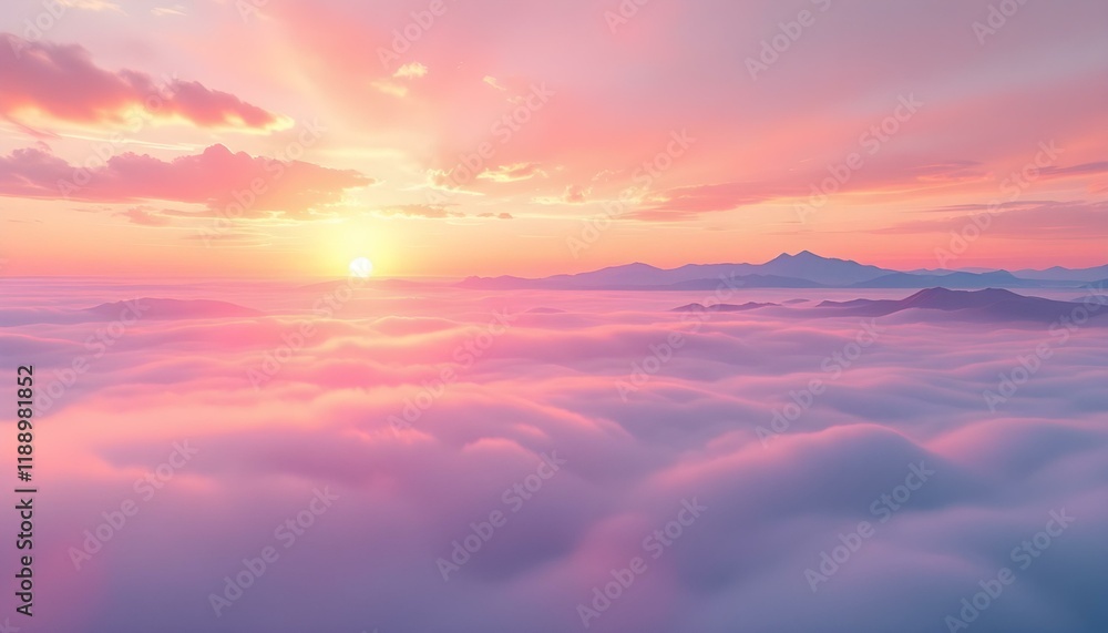Fototapeta premium Pastel colors vector romantic sunrise sky background. A soft, dreamy scene with gentle hues blending together in a serene, peaceful sunrise. Beautiful gradient in soft pastel colors. Peaceful morning 