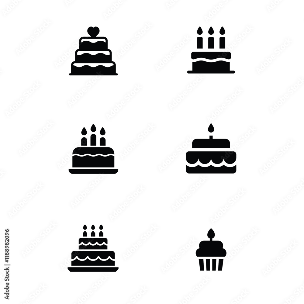 Cake icon logo flat vector design Cake icon logo flat vector design