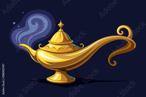 Golden Genie Lamp – Ornate Brass Oil Lamp with Arabian Nights Aesthetic