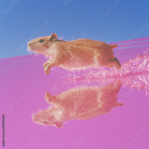 Dreamcore image of a Capybara with dreamy colors 