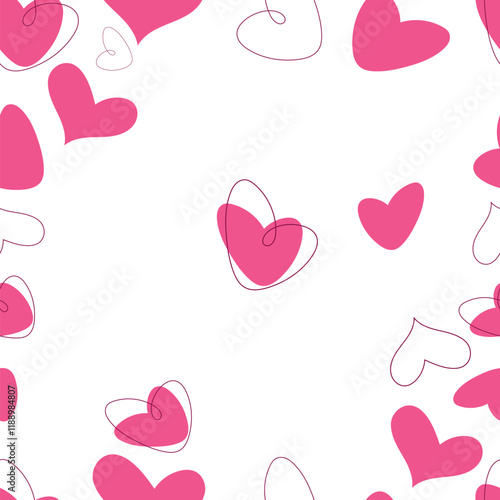 seamless texture of pink hearts, pattern. Love, Valentine's Day, February 14th. vector graphics. background for the design.