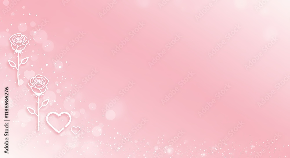 Romantic Pink Background with Roses Hearts and Sparkling Lights for Valentine s Day Romantic Pink Background with Roses Hearts and Sparkling Lights for Valentine s Day