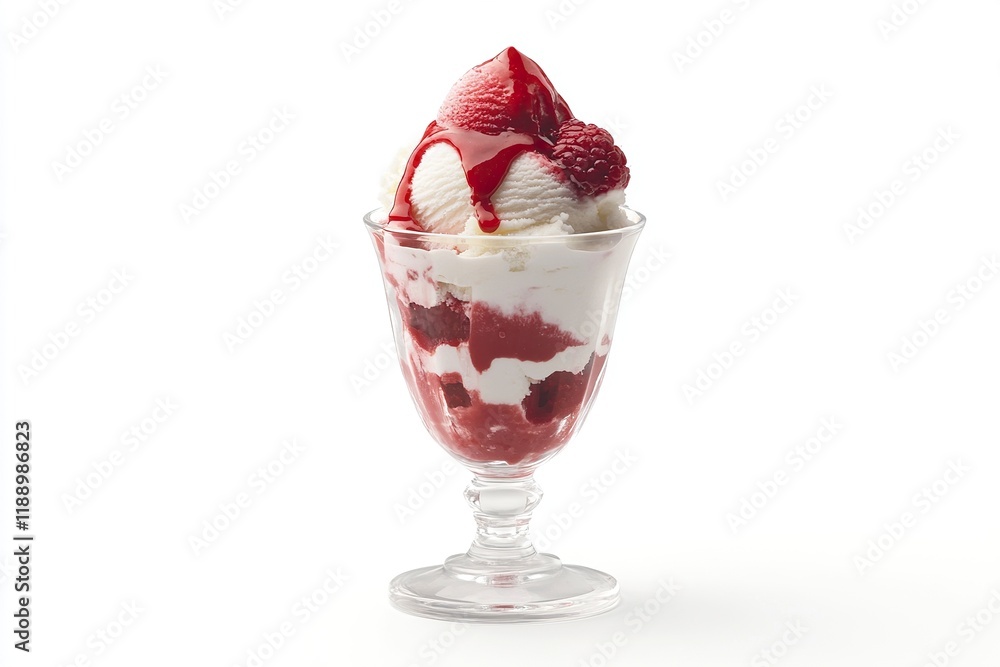 sundaes ice cream frozen dessert in tulip glass cup on white background cutout file. sundaes ice cream frozen dessert in tulip glass cup on white background cutout file.