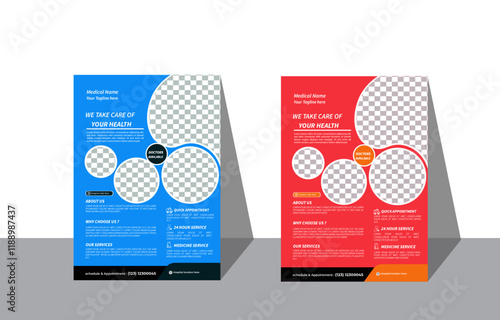 Corporate healthcare and medical flyer or poster design layout