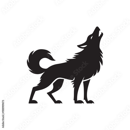 Wolf howling silhouette icon vector on white background