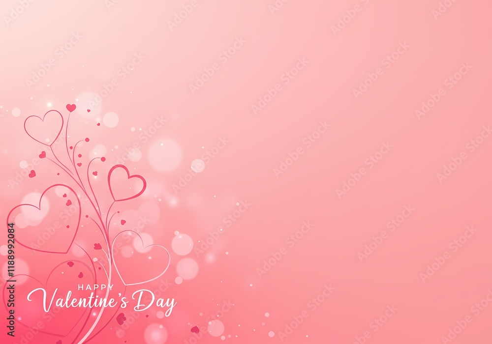 Romantic Valentine s Day Background Pink Hearts Bokeh Lights and Floral Design Romantic Valentine s Day Background Pink Hearts Bokeh Lights and Floral Design