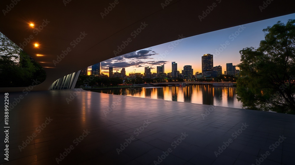 Fototapeta premium Stunning Cityscape View from Modern Architectural Structure at Dusk