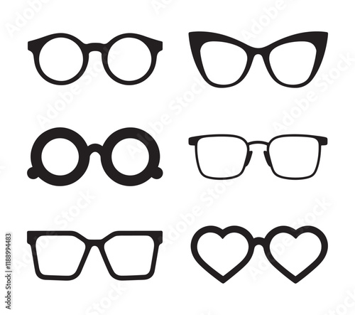 Retro collection of various eye glasses
