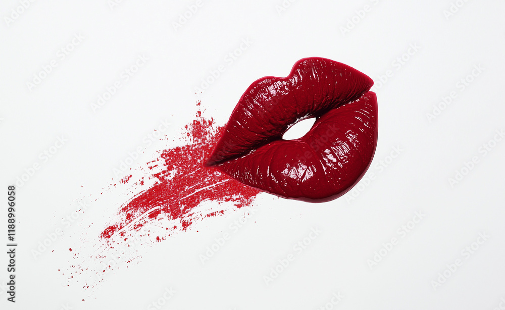 Fototapeta premium Isolated Red Lipstick Kiss Mark Vector on White Background, Clip Art for Valentine's Day Celebration.