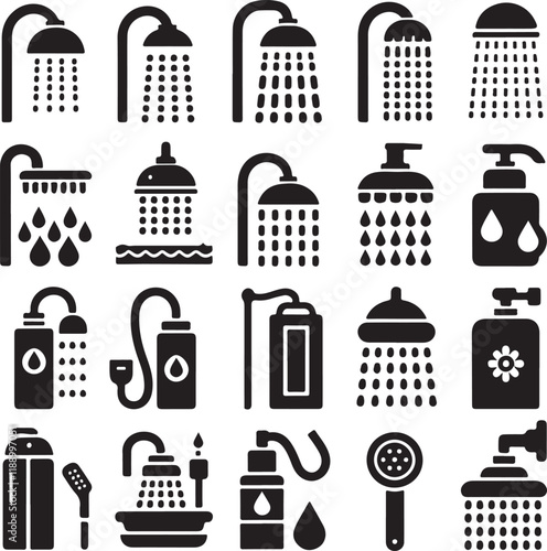 Shower icon silhouette vector. Shower sing. Shower logo icon. Watering can bathroom icon on a white background