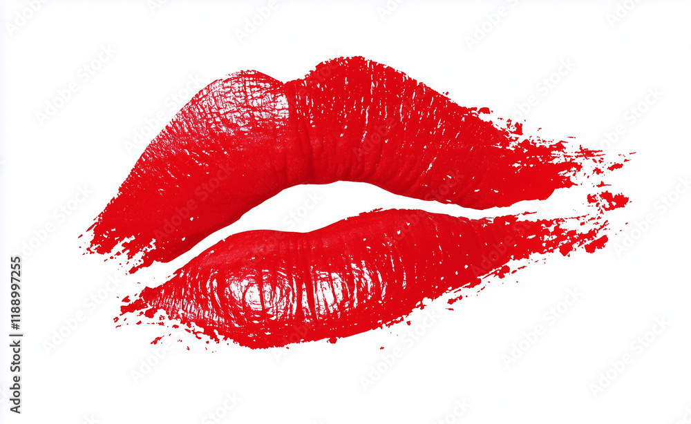 Fototapeta premium Isolated Red Lipstick Kiss Mark Vector on White Background, Clip Art for Valentine's Day Celebration.