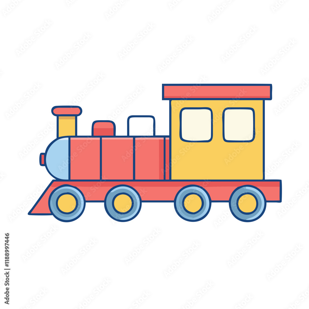 Naklejka premium toy train vector icon, toy train vector illustration - simple illustration of toy train, perfect for logos,and toy train -themed designs.