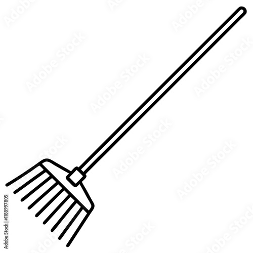 Abstract Rake Silhouette Line Art