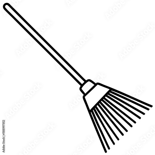 Abstract Rake Silhouette Line Art