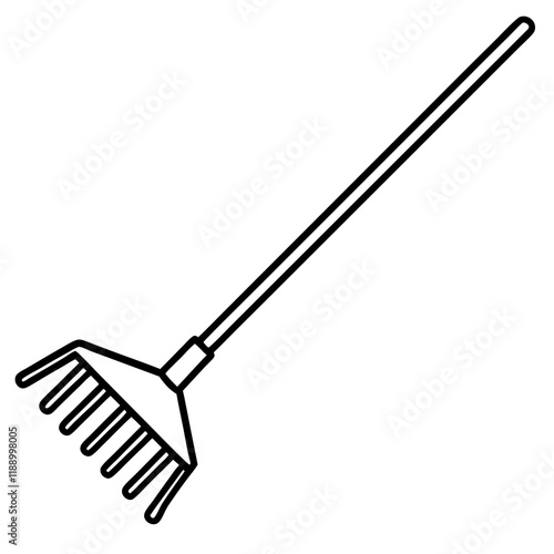 Abstract Rake Silhouette Line Art