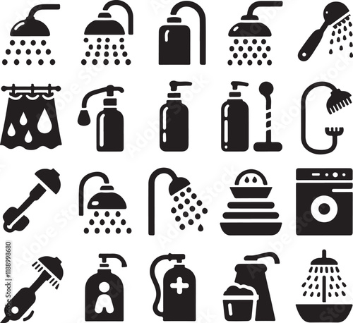 Shower icon silhouette vector. Shower sing. Shower logo icon. Watering can bathroom icon on a white background