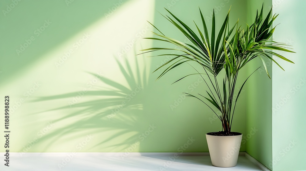 Green Plant Stands in Corner Casting Shadow Green Plant Stands in Corner Casting Shadow