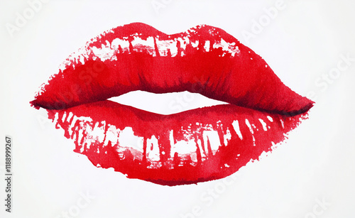 Isolated Red Lipstick Kiss Mark Vector on White Background, Clip Art for Valentine's Day Celebration.