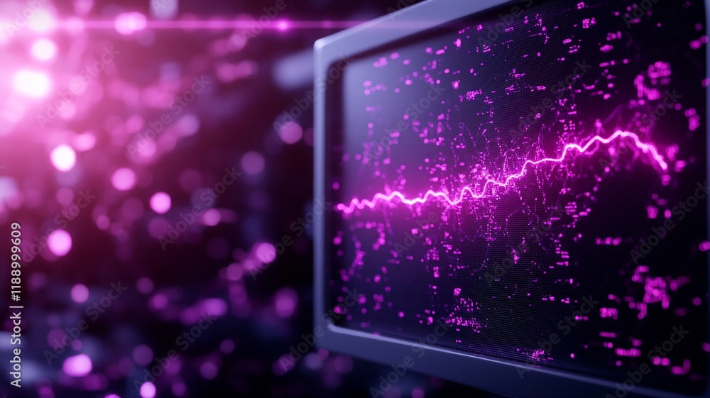 Obraz premium A Futuristic medical AI analyzing data on glowing screen with vibrant colors