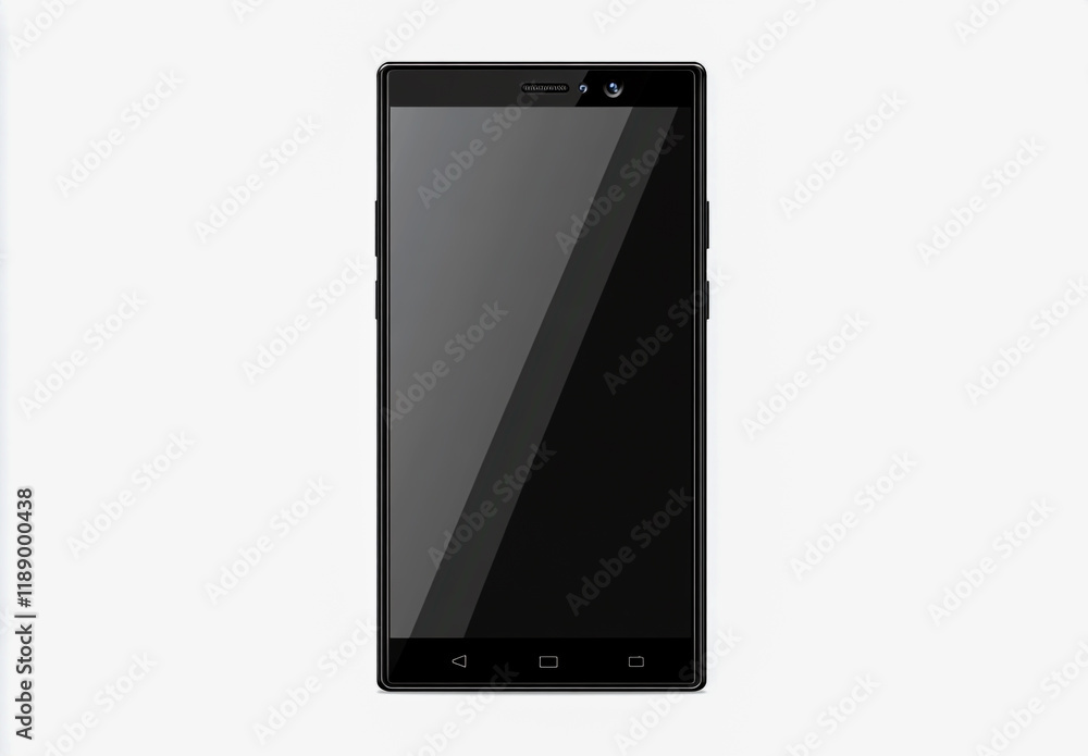 Vector Illustration of a Smartphone with Blank Screen, Front View on White Background Vector Illustration of a Smartphone with Blank Screen, Front View on White Background