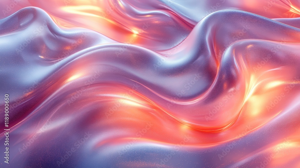 Obraz premium Abstract Background - Iridescent Fluid Waves, Purple and Orange Hues