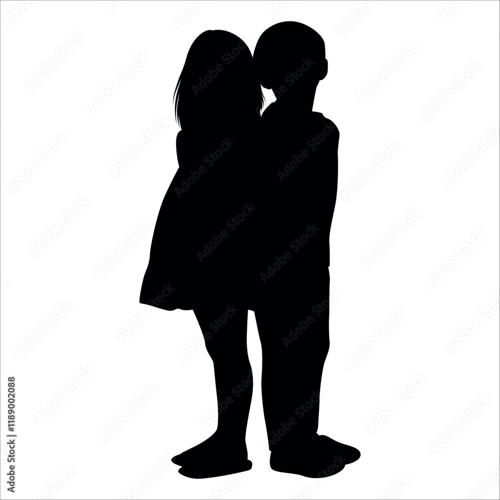 Brother and Sister Silhouettes vector illustration Brother and Sister Silhouettes vector illustration